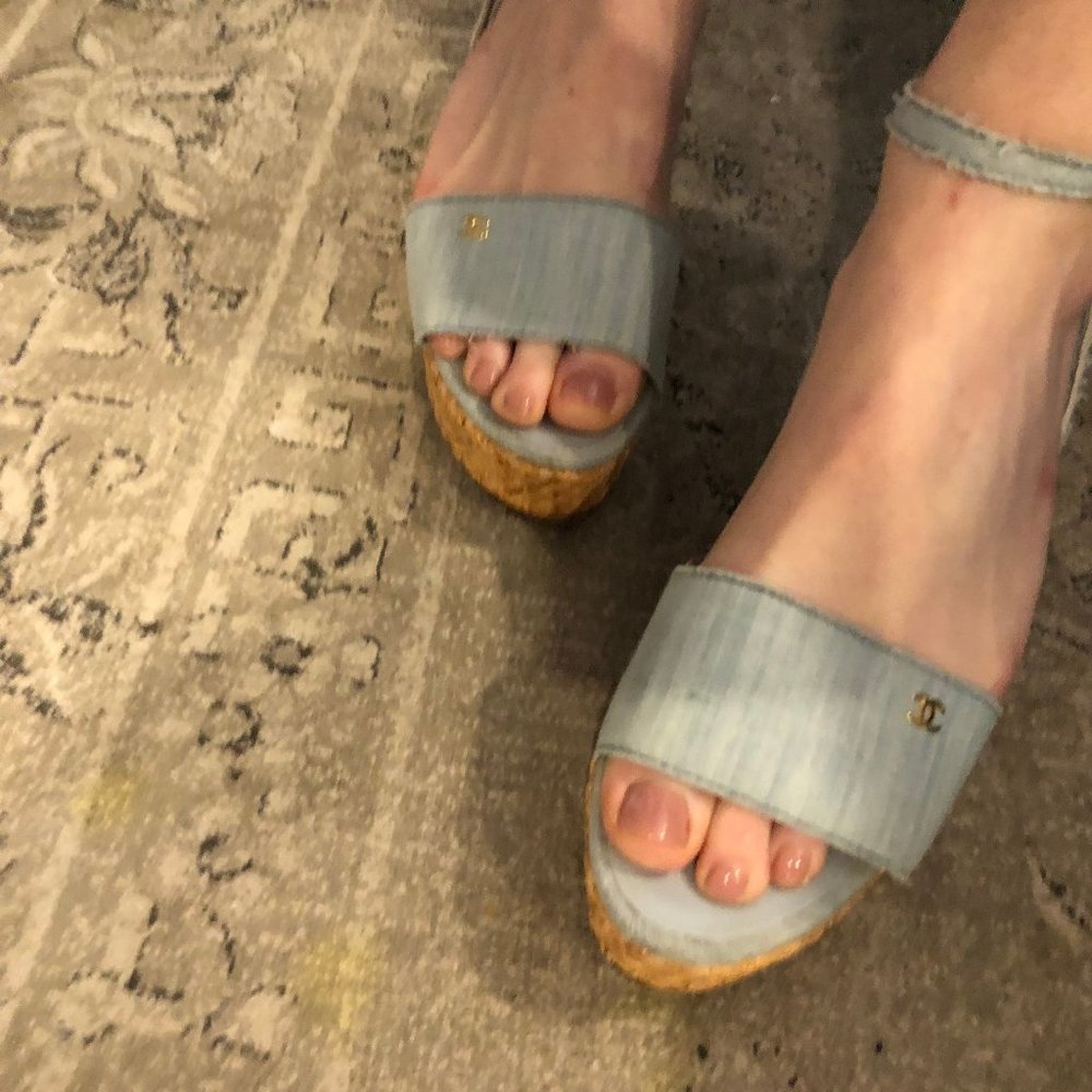 Authentic CHANEL Vintage Denim Sandals
